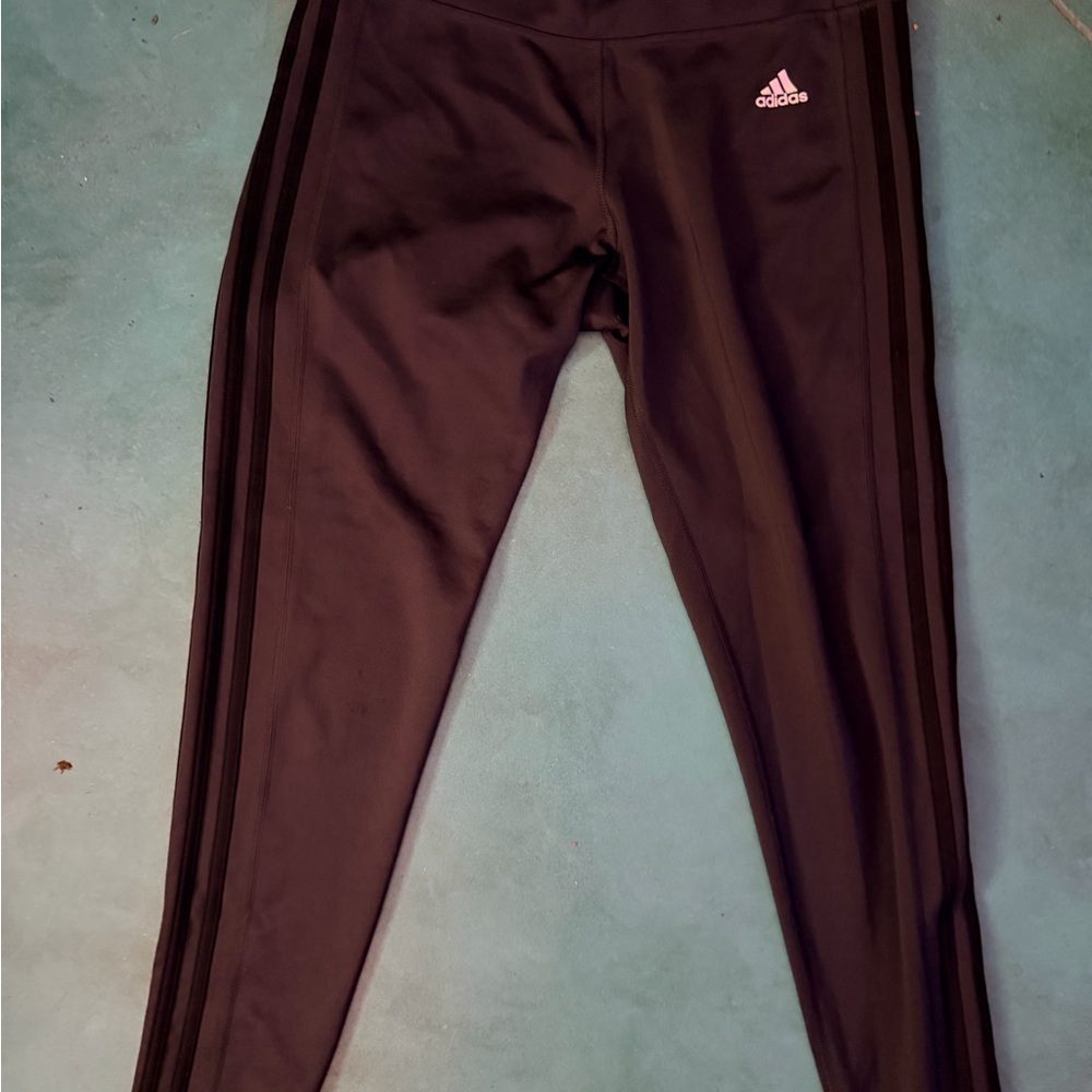 adidas Black Womens Performance gym pants with Tonal Side Stripes
